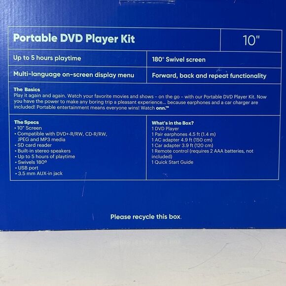 Onn 10” Portable DVD Player - Picture 8 of 10